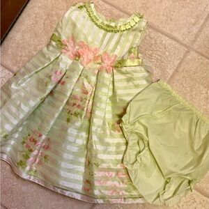 Rare Editions Pastel Green and Pink 18 mos. Baby Dress!